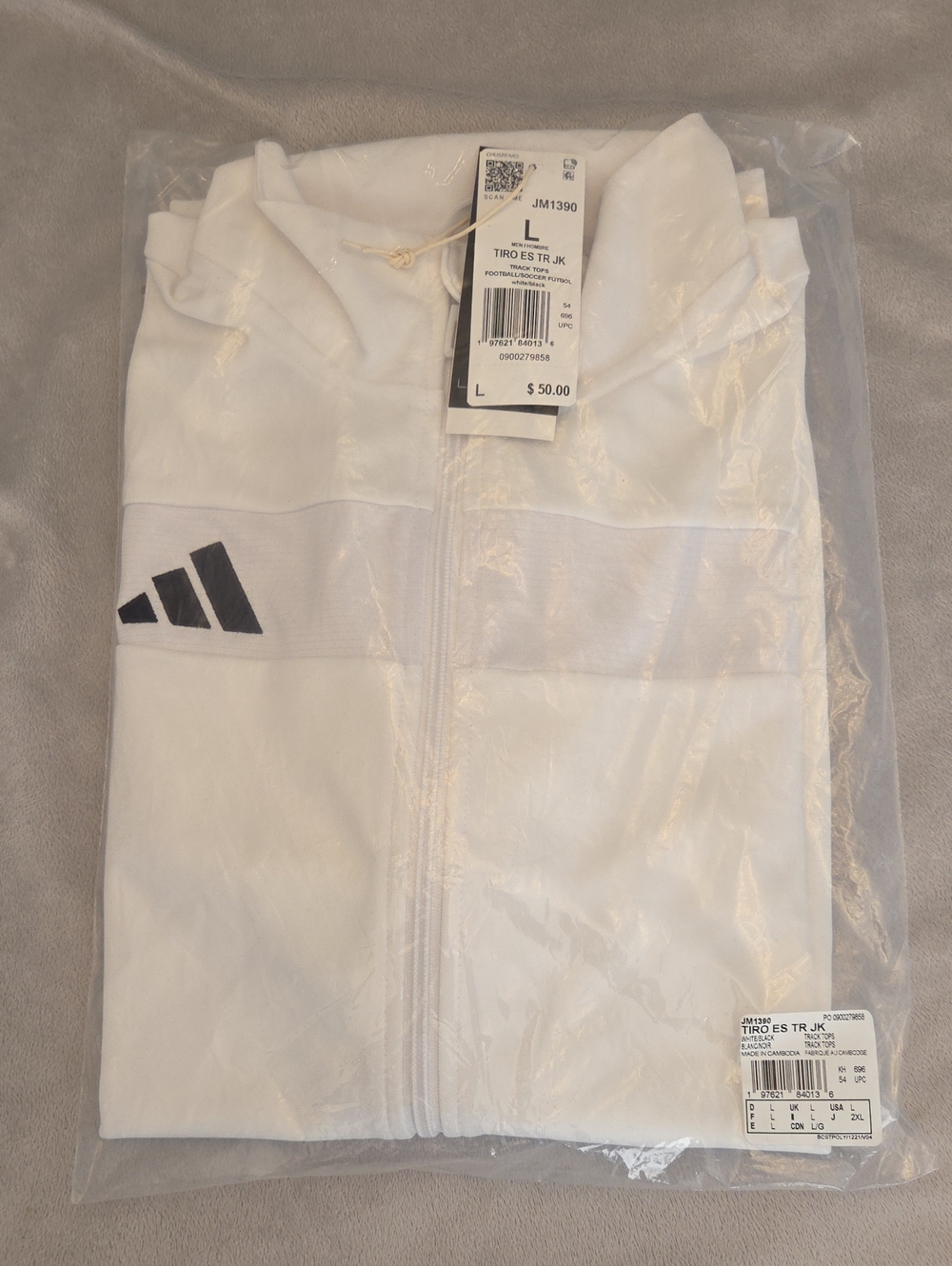 BNWT Men's Adidas Tiro ES TR Jacket, White, Size L